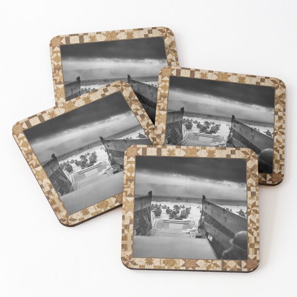 Item preview, D-Day Omaha Beach 1944 — Vintage Historic Quilt Blanket designed and sold by Bluntees .