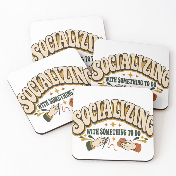 Item preview, Socializing With Something to Do – Retro Craft Night Quote designed and sold by Golden Era Studio.