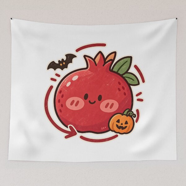 Item preview, Cute Halloween Pomegranate Pumpkin Kawaii T-Shirt designed and sold by DesignArtist.ia.