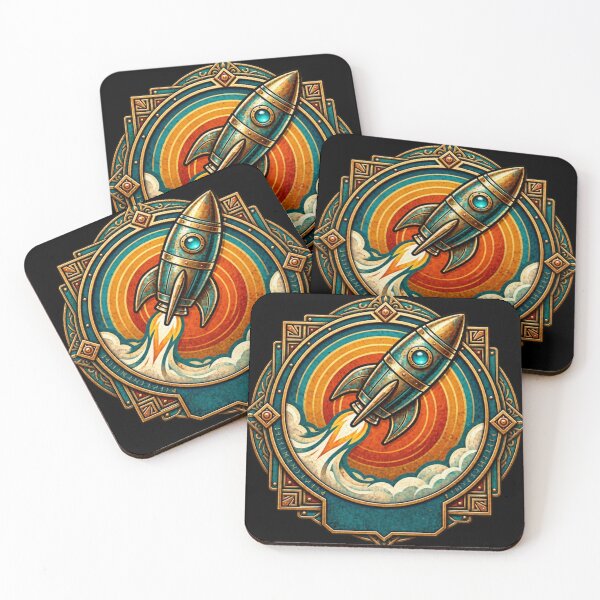 Item preview, ⁠Vintage Retro Rocket Emblem - Dieselpunk Sci-Fi Badge designed and sold by 5v11l.