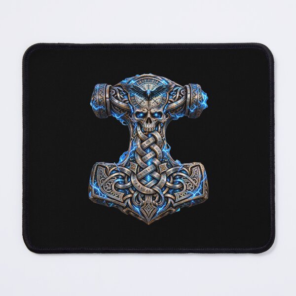Item preview, Norse Thunder Hammer – Viking Skull, Raven & Nordic Runes designed and sold by artistwill.