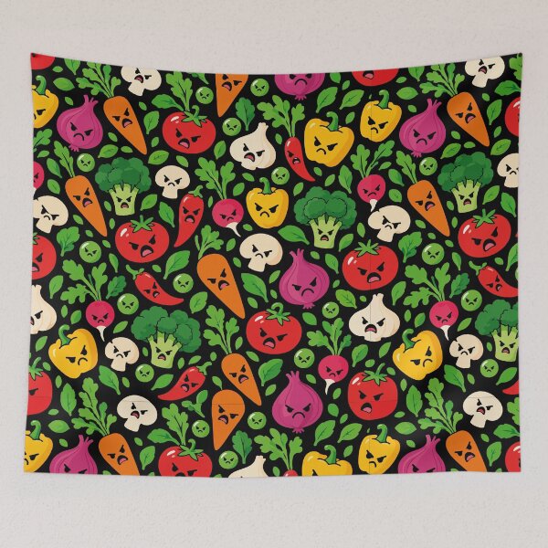 Item preview, Angry Vegetables – Funny Kawaii Seamless Pattern designed and sold by therockstuff.