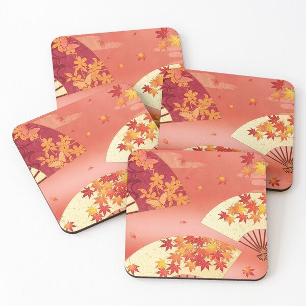 Item preview, Japanese Autumn: Elegant Momiji Maple and Folding Fans on Gold designed and sold by Jun-spirit-Arts.