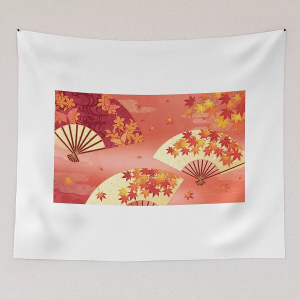 Item preview, Japanese Autumn: Elegant Momiji Maple and Folding Fans on Gold designed and sold by Jun-spirit-Arts.