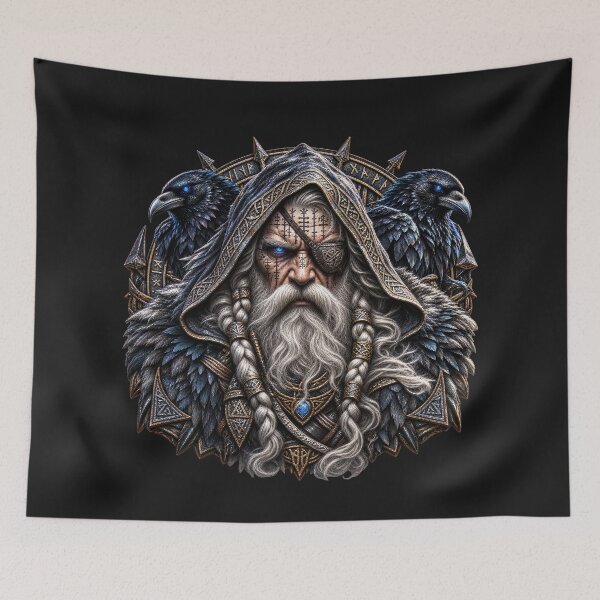 Item preview, Odin Allfather – Norse Raven God & Viking Rune Warrior designed and sold by artistwill.