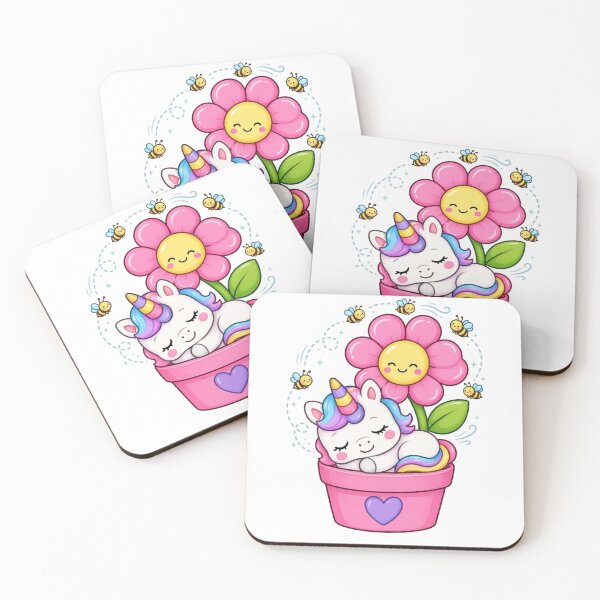Item preview, Cute Kawaii Unicorn Sleeping in Flower Pot designed and sold by Skully-Studio.