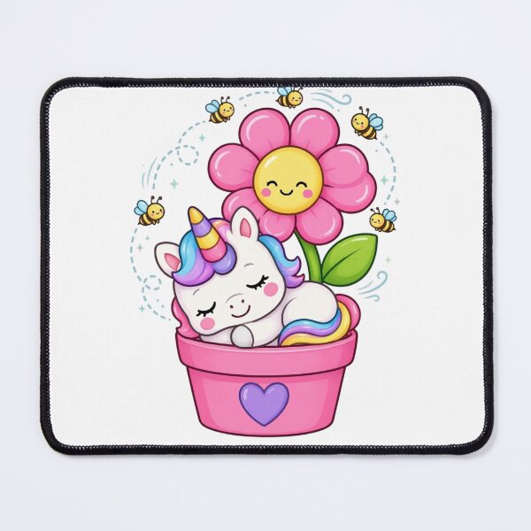 Item preview, Cute Kawaii Unicorn Sleeping in Flower Pot designed and sold by Skully-Studio.