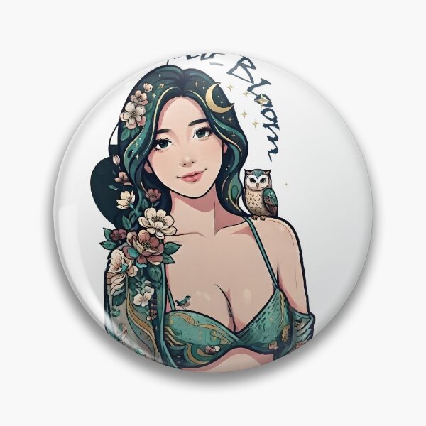 Aperçu de l'œuvre Illustration d'une magnifique fille fantastique et florale avec un hibou en fleurs de Mystic Bloom créée et vendue par BrainConstip.