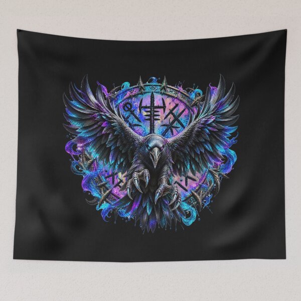Item preview, Mystic Viking Raven – Norse Rune Guardian designed and sold by artistwill.