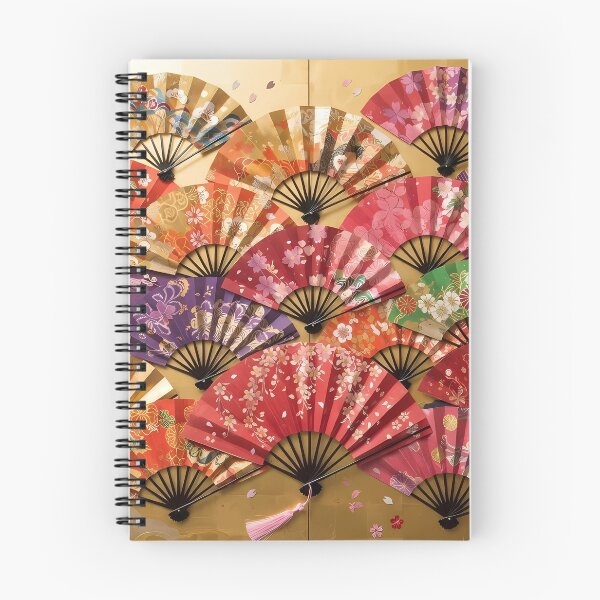Item preview, Japanese Folding Fans Collage: Traditional Sensu Art with Gold Byobu Screen designed and sold by Jun-spirit-Arts.
