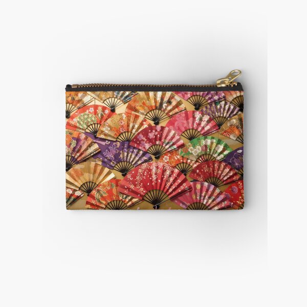 Item preview, Japanese Folding Fans Collage: Traditional Sensu Art with Gold Byobu Screen designed and sold by Jun-spirit-Arts.