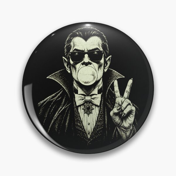 Item preview, Retro Vampire Blowing Bubble Peace Sign Halloween Graphic designed and sold by JerdbordinShop.