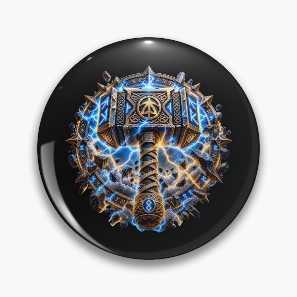 Item preview, Norse Thunder Hammer – Viking Skull, Raven & Nordic Runes designed and sold by artistwill.