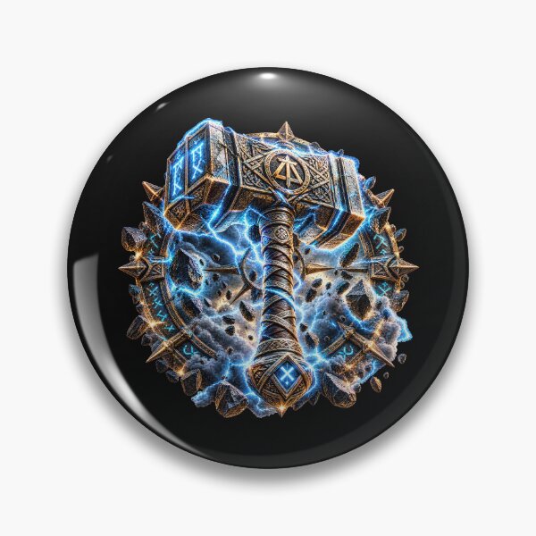 Item preview, Norse Thunder Hammer 2 – Viking Skull, Raven & Nordic Runes designed and sold by artistwill.
