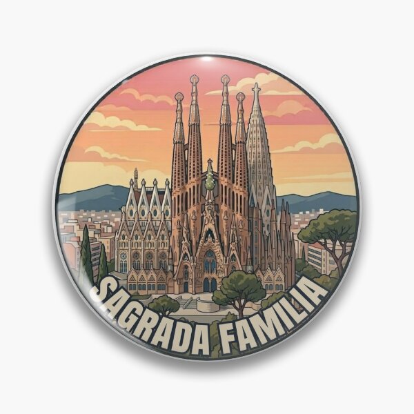 Item preview, Sagrada Familia Travel Badge – Barcelona Spain Vintage Souvenir designed and sold by DesignMaxa.