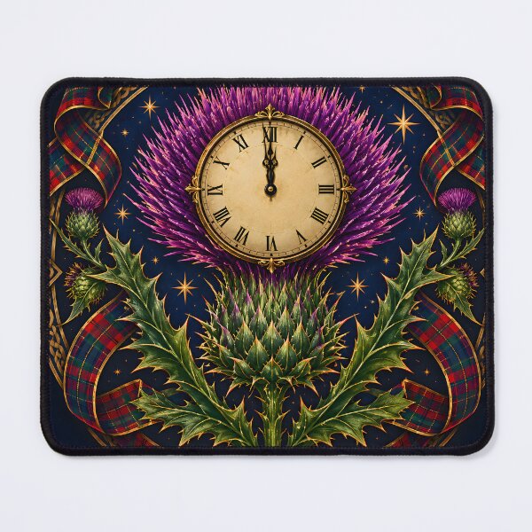 Item preview, Auld Lang Syne Midnight Thistle Clock designed and sold by Sybille-Yates.
