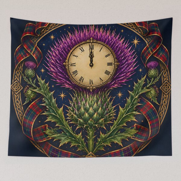 Item preview, Auld Lang Syne Midnight Thistle Clock designed and sold by Sybille-Yates.