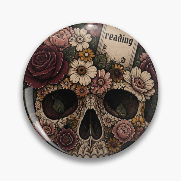Item preview, Gothic floral skull iam still reading sticker designed and sold by Bywithrose instant studio.
