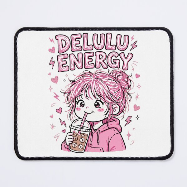 Item preview, Delulu Energy Cute Girl Iced Coffee Lightning Bolt Doodle Shirt designed and sold by GenZPopStudio.