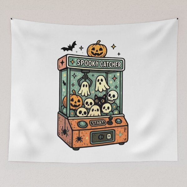 Aperçu de l'œuvre Machine à pinces Spooky Catcher – Illustrations d'arcade d'Halloween mignonnes créée et vendue par frantuliuss.