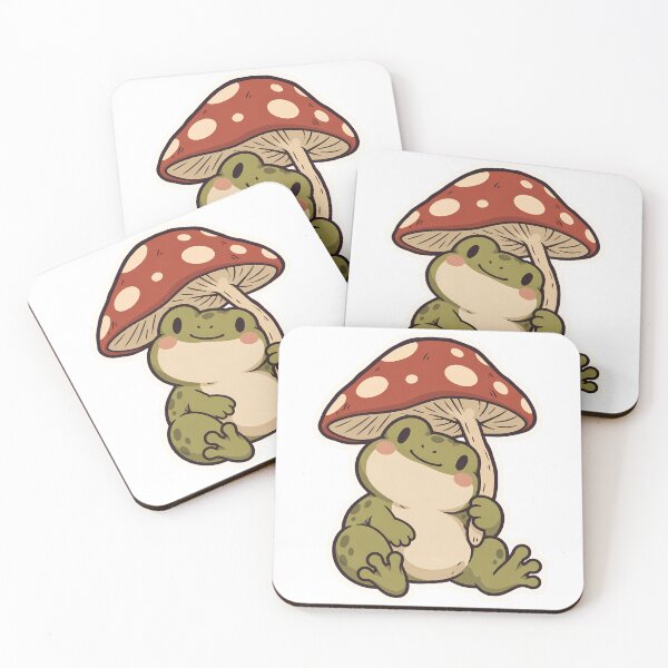 Item preview, Cute Frog with Mushroom Umbrella Frogcore Art designed and sold by OuqCreations.