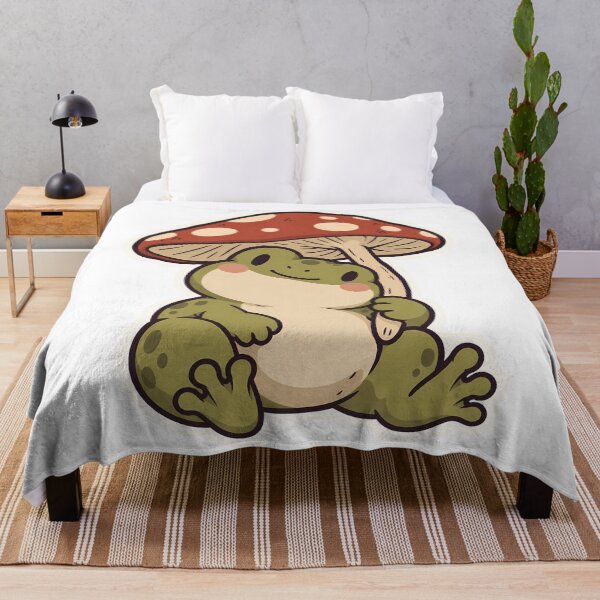 Item preview, Cute Frog with Mushroom Umbrella Frogcore Art designed and sold by OuqCreations.