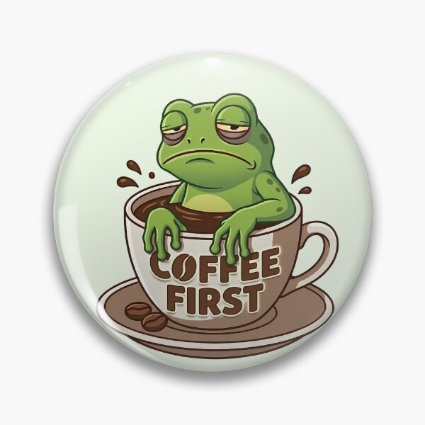 Artikelvorschau, Müder Comic Frosch in Kaffeetasse Coffee First entworfen und verkauft von design-rebell.