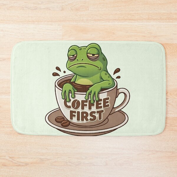Item preview, Tired cartoon frog in coffee cup Coffee First designed and sold by design-rebell.