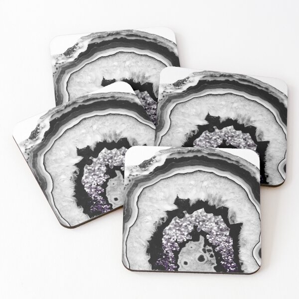 Item preview, Gray Black White Agate with Purple Black Silver Glitter #1 (Faux Glitter) #gem #decor #art  designed and sold by Anita's & Bella's Art.