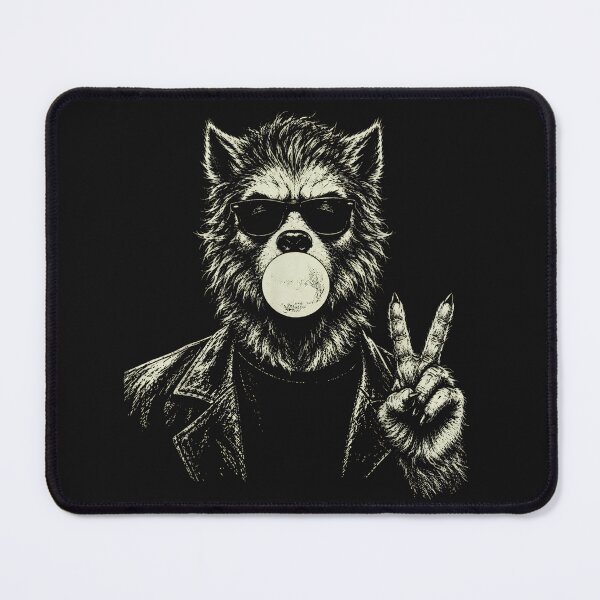 Artikelvorschau, Retro-Werwolf-Kaugummi-Friedenszeichen-Halloween-Grafik entworfen und verkauft von JerdbordinShop.