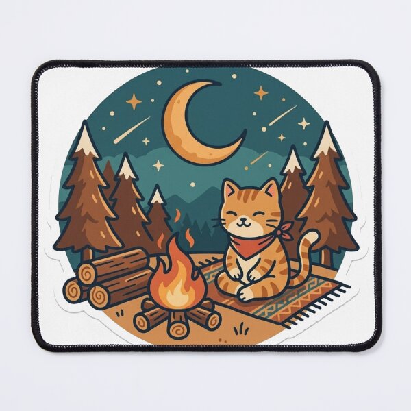Item preview, Wander Often Wonder Always – Cozy Camping Cat Retro Outdoor Design designed and sold by dawia.