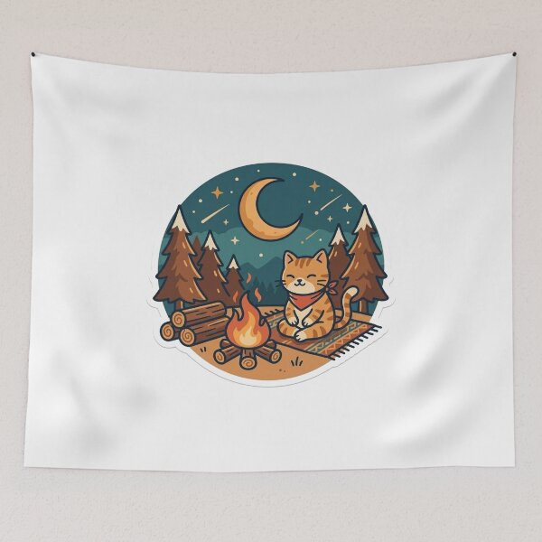 Item preview, Wander Often Wonder Always – Cozy Camping Cat Retro Outdoor Design designed and sold by dawia.