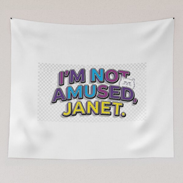 Item preview, I'm Not Amused Janet | Funny Grumpy Cat Meme Vintage Typography designed and sold by Mukesh Saxena.