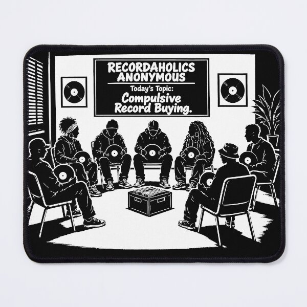 Item preview, Funny Recordaholic Anonymous Vinyl Addict Meeting Cartoon designed and sold by BASS-CULTURE.