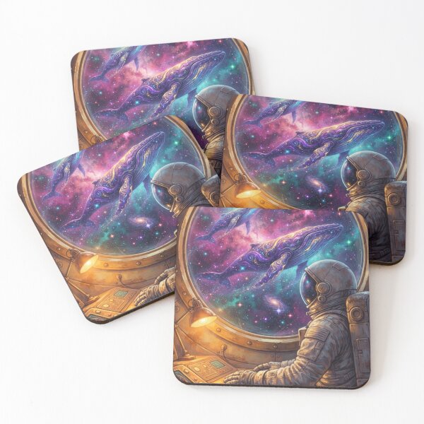 Item preview, Astronaut Watching Cosmic Whales Through Spaceship Window | Pop Surrealism Space Art designed and sold by Rain-Road.