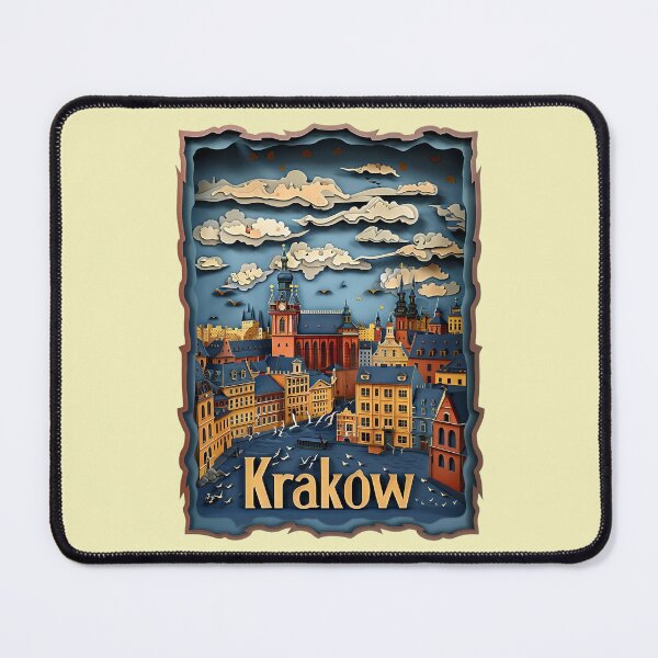 Item preview, Krakow Poland Vintage European Travel Poster designed and sold by Emaga Digital Studio.