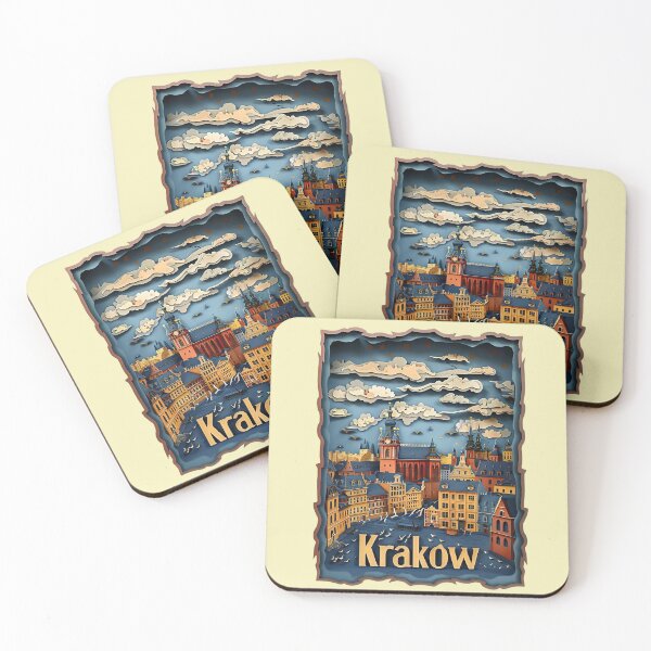 Item preview, Krakow Poland Vintage European Travel Poster designed and sold by Emaga Digital Studio.