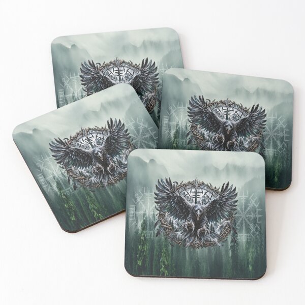 Item preview, Viking Raven – Norse Runes & Nordic Mountain Warrior Art designed and sold by artistwill.