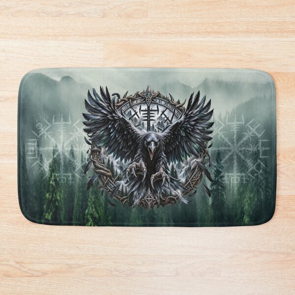 Item preview, Viking Raven – Norse Runes & Nordic Mountain Warrior Art designed and sold by artistwill.