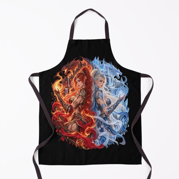 Item preview, Twin Elemental Guardians – Fire and Ice Fantasy designed and sold by TroviTutto.