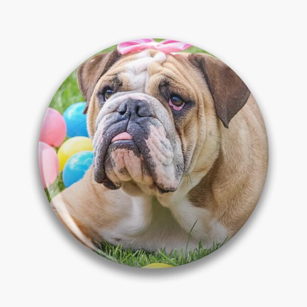 Item preview, English Bulldog Wearing Pink Head Bow designed and sold by VanGaldo.