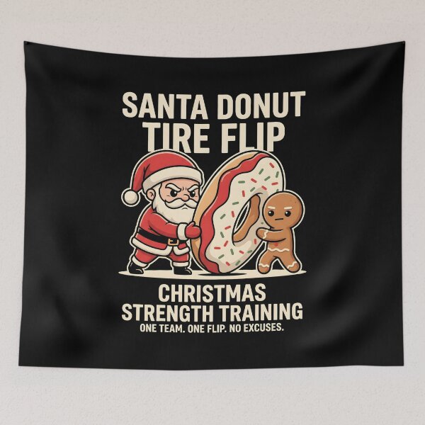 Artikelvorschau, Weihnachtsmann-Donut-Reifenwenden-Krafttraining entworfen und verkauft von SplashTastic.