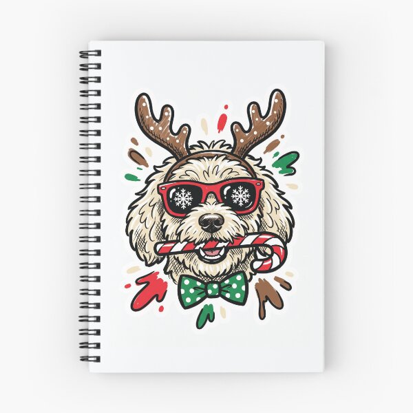 Item preview, Goldendoodle Dog Christmas Reindeer Candy Cane Art designed and sold by Merch by Das Design Studio.