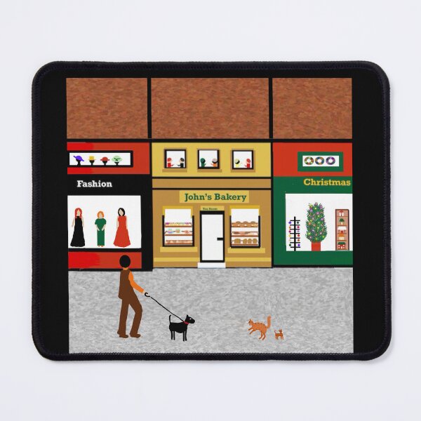 Item preview, City Street with Shops and Pedestrian designed and sold by Elaine M Hayward .