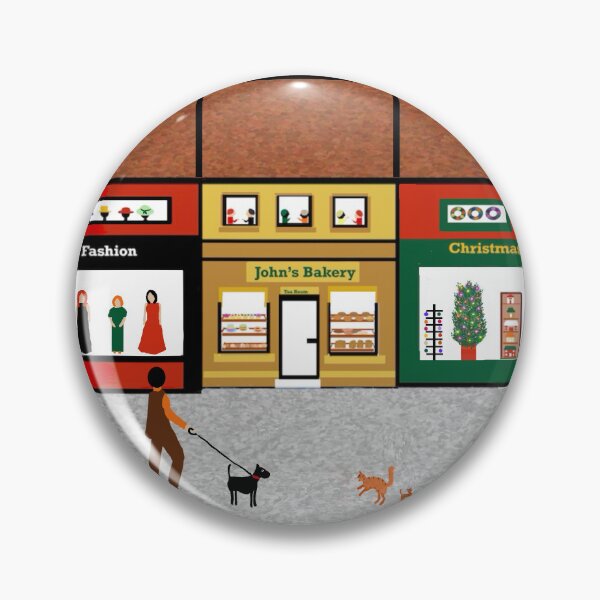 Item preview, City Street with Shops and Pedestrian designed and sold by Elaine M Hayward .