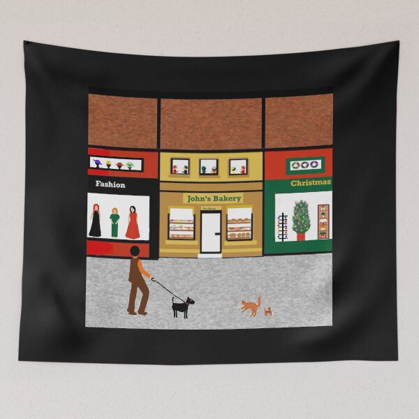 Item preview, City Street with Shops and Pedestrian designed and sold by Elaine M Hayward .