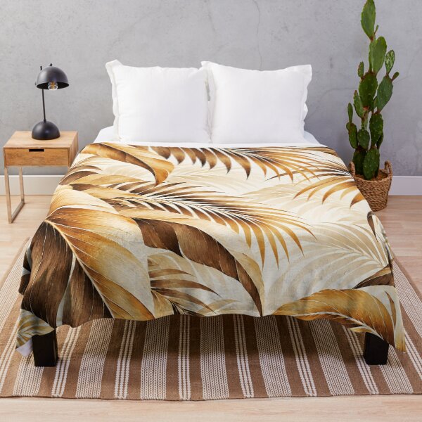 Aperçu de l'œuvre Luxurious Neutral Tropical Foliage Palm Leaves Botanical Art Scarf & Home Decor créée et vendue par M. Mamdouh Artworks.