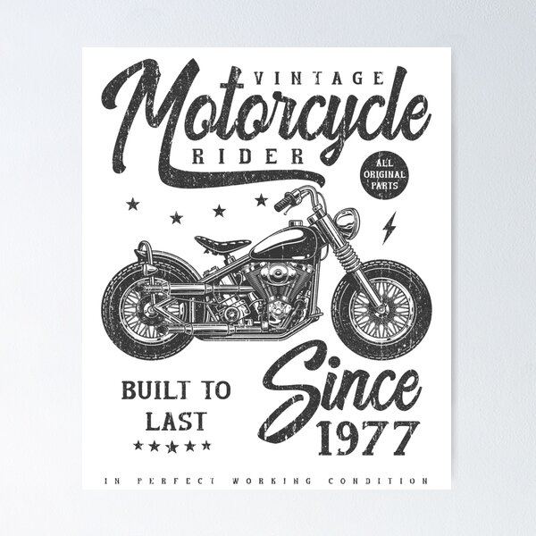 Item preview, Vintage Motorcycle Bikers Motorbike Birthday 1977 designed and sold by JRRTs.