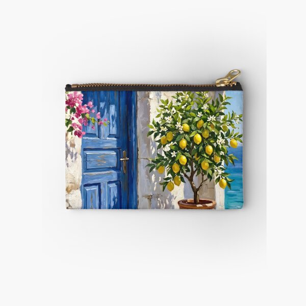 Item preview, Mediterranean Sunlit Blue Door by the Sea – Coastal Cottage Art designed and sold by Jaani-T.