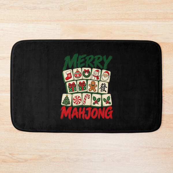 Aperçu de l'œuvre Merry Mahjong Christmas Holiday Tile Design créée et vendue par NicheMuse Studio.
